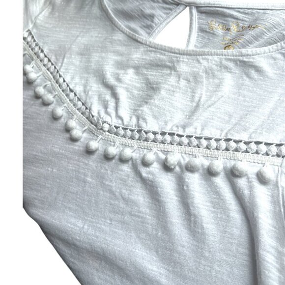 Lilly Pulitzer White Florabelle Knit Embroidery Flutter Sleeve Top Size Medium - Picture 4 of 10